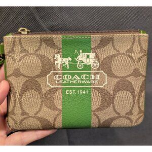 Coach Heritage Signature Stripe Wristlet Khaki/Green – Tattersall Lining